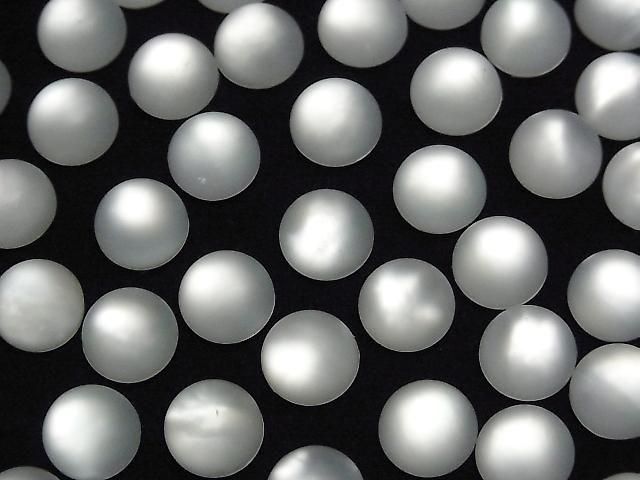 Weißes Muschel x Frosted Quartz AAA Runde Cabochon 10x10mm 2 Stück