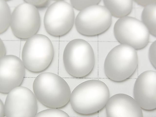 White Shell x Frosted Quartz AAA Oval Cabochon 10x8mm 3pcs