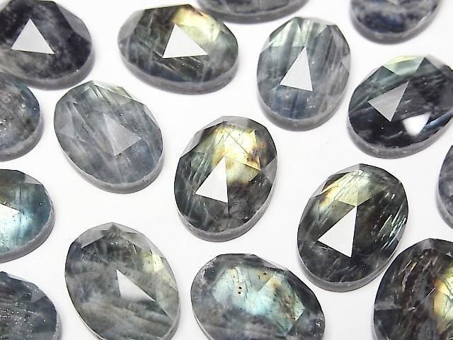 Onyx x Labradorit x Kristall AA++ oval Rose Cut 18x13mm 2 Stück