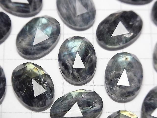 Onyx x Labradorit x Kristall AA++ oval Rose Cut 18x13mm 2 Stück