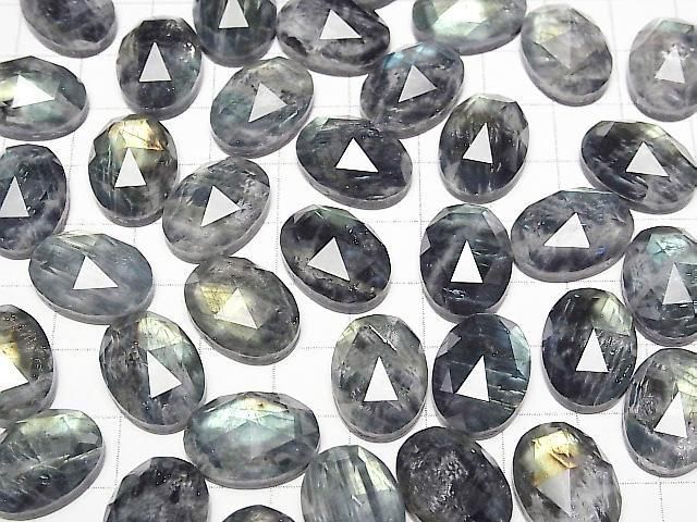Onyx x Labradorit x Kristall AA++ oval Rose Cut 18x13mm 2 Stück