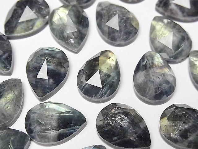 Onyx x Labradorit x Kristall AA++ Tropfenform Rose Cut 18x13mm 2 Stück