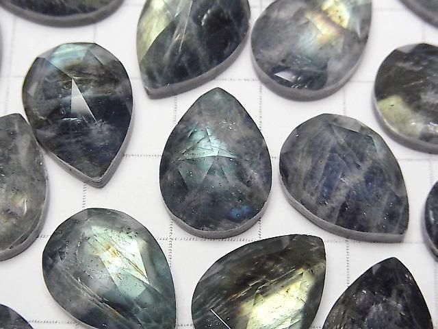 Onyx x Labradorit x Kristall AA++ Tropfenform Rose Cut 18x13mm 2 Stück