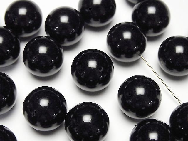 Onyx AAA Halb Durchbohrter Runde 14mm 5 Stück