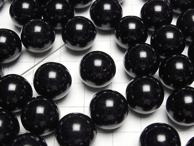 Onyx AAA Halb Durchbohrter Runde 14mm 5 Stück