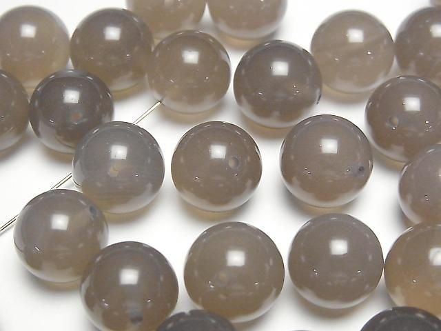 Gray Onyx AAA Half Drilled Hole Round 12mm 5pcs