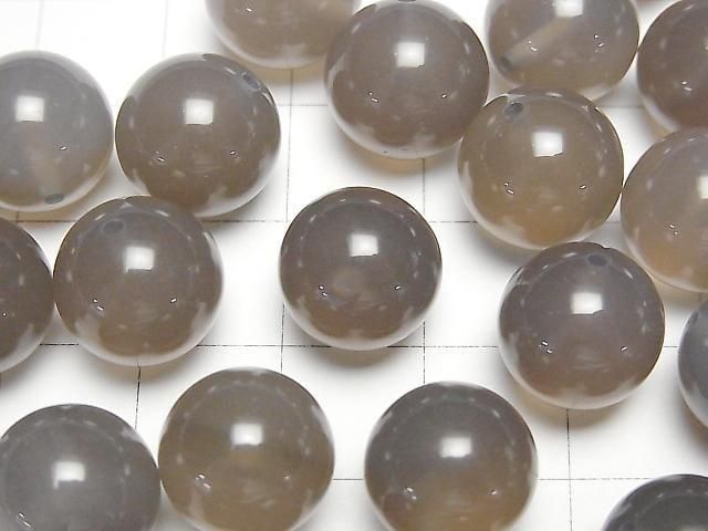 Gray Onyx AAA Half Drilled Hole Round 12mm 5pcs