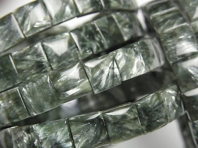 Seraphinit AAA 2-Loch Quadrat 8x8mm 1 Strang Perlen (Armband)