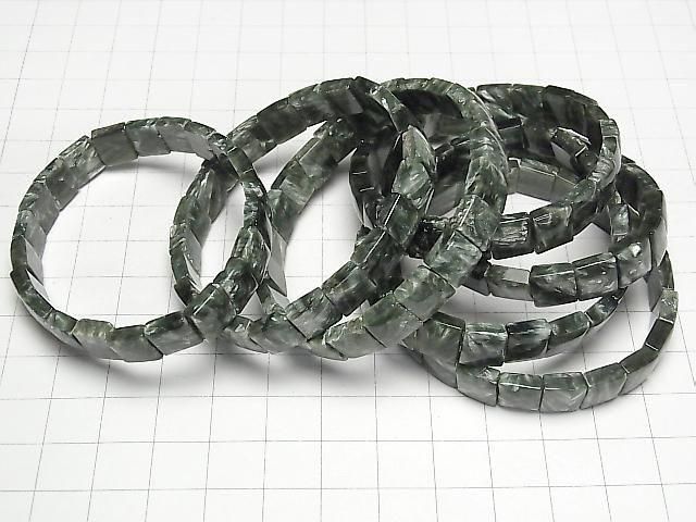 Seraphinit AAA 2-Loch Quadrat 8x8mm 1 Strang Perlen (Armband)
