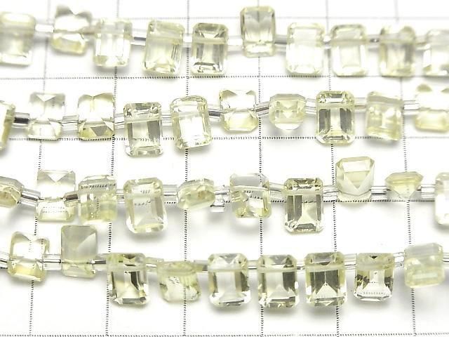 Hochwertiger Zitronenquarz AAA Rechteckig Facettiert 7x5mm halb oder 1 Strang Perlen (18 Stück)