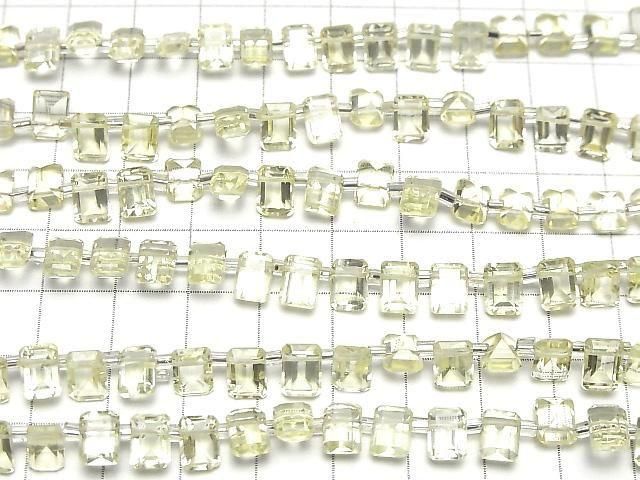 Hochwertiger Zitronenquarz AAA Rechteckig Facettiert 7x5mm halb oder 1 Strang Perlen (18 Stück)
