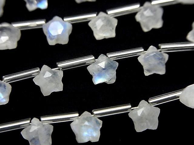 Hochwertiger Regenbogen-Mondstein AA++ Facettiert Stern 6x6mm 1 Strang Perlen (8 Stück)