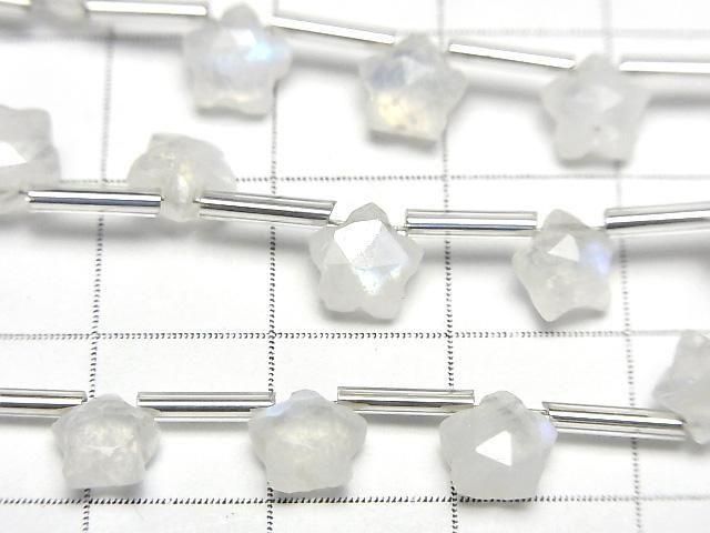 Hochwertiger Regenbogen-Mondstein AA++ Facettiert Stern 6x6mm 1 Strang Perlen (8 Stück)