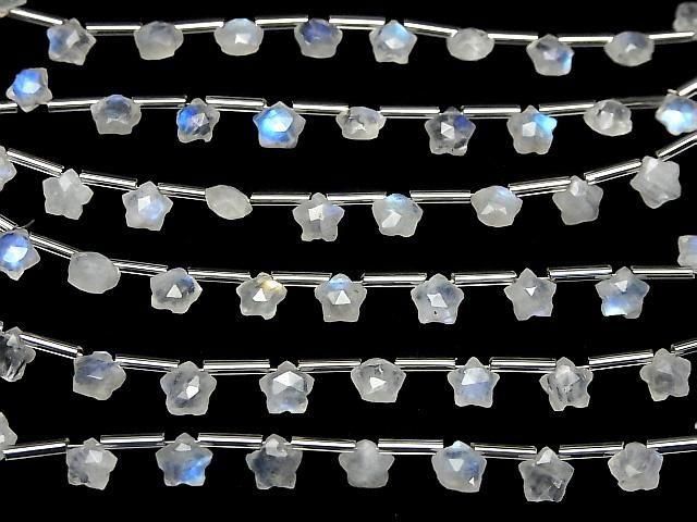 Hochwertiger Regenbogen-Mondstein AA++ Facettiert Stern 6x6mm 1 Strang Perlen (8 Stück)