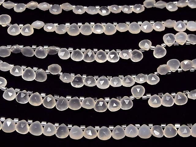 Hochwertiger rosa Chalcedon AAA Kastanie Facettiert Briolette 6x6mm halb oder 1 Strang Perlen (ca. 28 Stück)