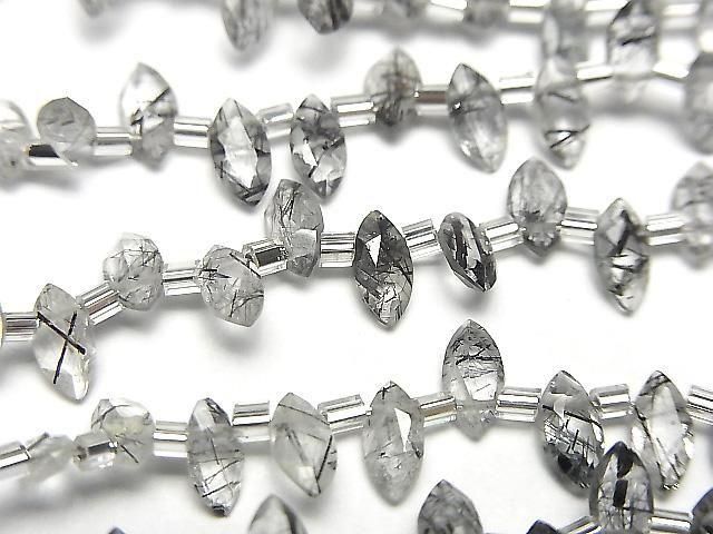 Hochwertiger Turmalinquarz AAA- Marquise Facettiert 6x3mm 1 Strang Perlen (18 Stück)