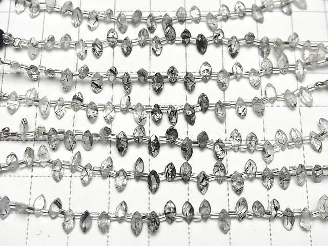 Hochwertiger Turmalinquarz AAA- Marquise Facettiert 6x3mm 1 Strang Perlen (18 Stück)