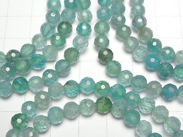 Hochwertig! Blau-Grüner Apatit AA++ 128 Facettierte Runde 6mm Armband