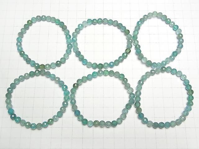 Hochwertig! Blau-Grüner Apatit AA++ 128 Facettierte Runde 6mm Armband