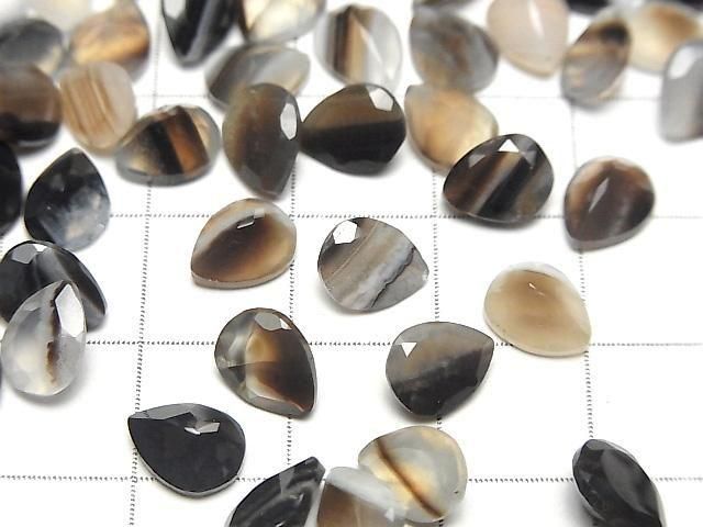 Schwarzer Streifen Achat Lose Stein Birnenform Facettiert 8x6mm 10 Stück