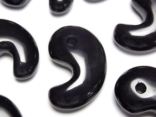 Black Obsidian AAA Comma Shaped Bead 30x20mm 1pc