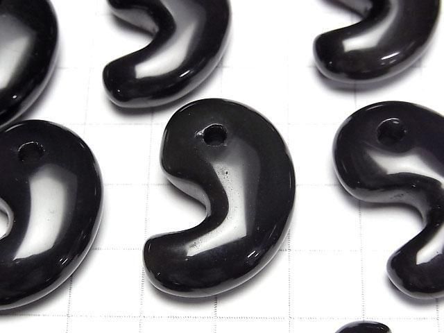 Black Obsidian AAA Comma Shaped Bead 30x20mm 1pc
