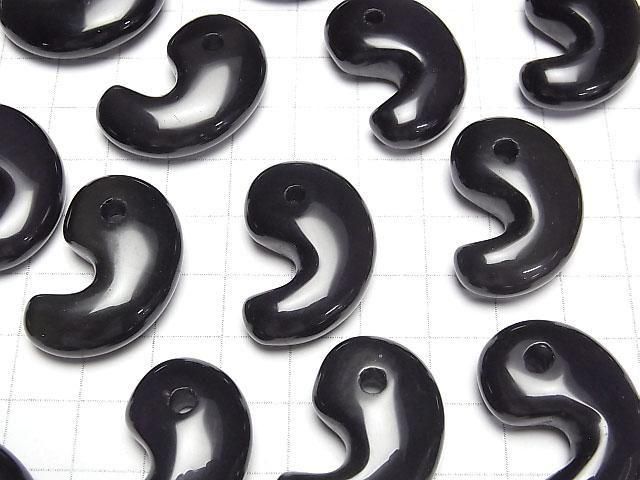 Schwarzer Obsidian AAA Komma-förmige Perle 30x20mm 1 Stück