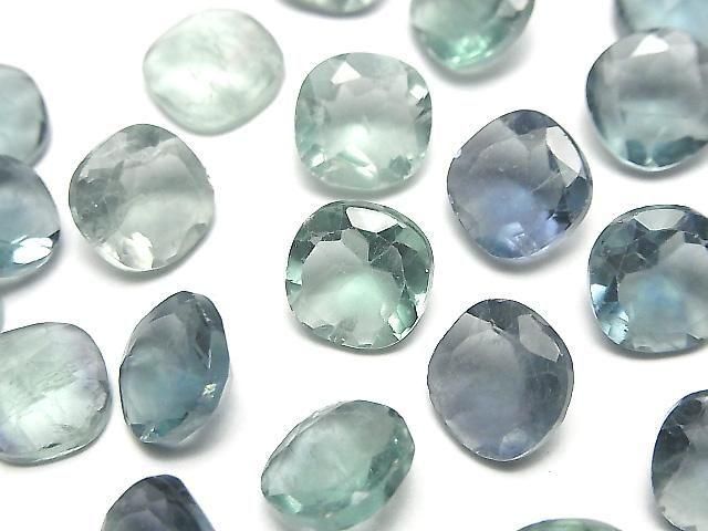 Hochwertiger Grüner Fluorit AAA- Lose Stein Quadrat Facettiert 10x10mm 2Stücke