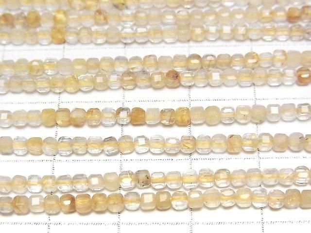 Hochwertiger! Rutilquarz AA+ Würfelform 2x2x2mm 1Strang Perlen (ca. 15Zoll/37cm)