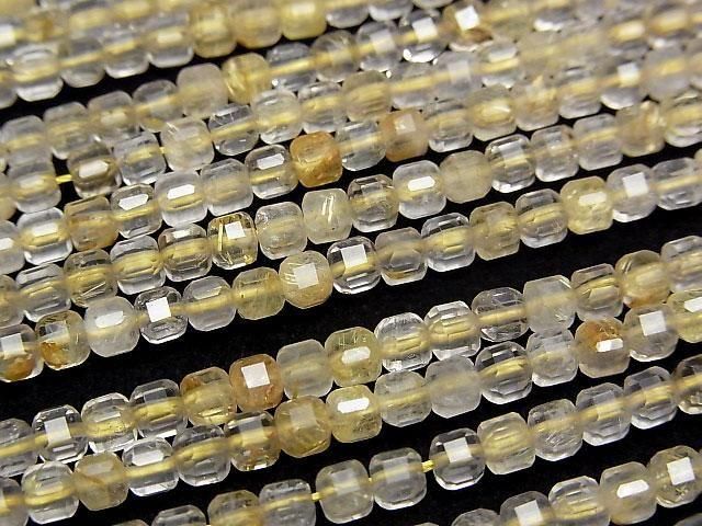 Hochwertiger! Rutilquarz AA+ Würfelform 3x3x3mm 1Strang Perlen (ca. 15Zoll/37cm)