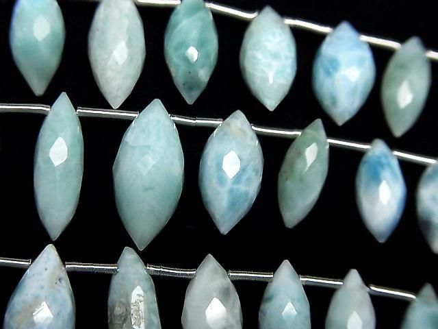 Larimar Pektolith AA++ Marquise Reis Facettiert Briolette halbe oder 1Strang Perlen (24Stücke)