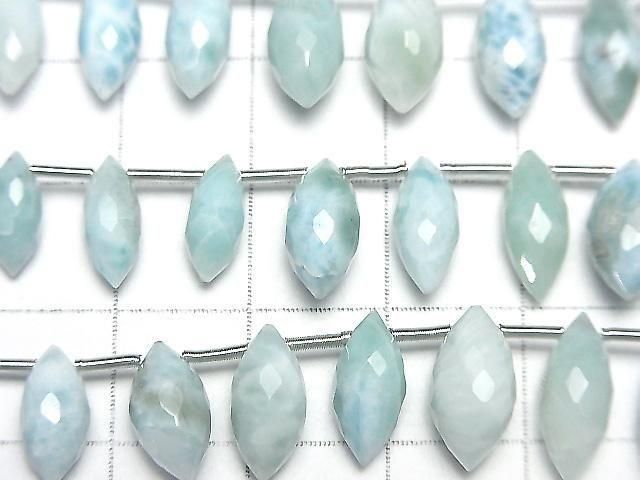 Larimar Pektolith AA++ Marquise Reis Facettiert Briolette halbe oder 1Strang Perlen (24Stücke)
