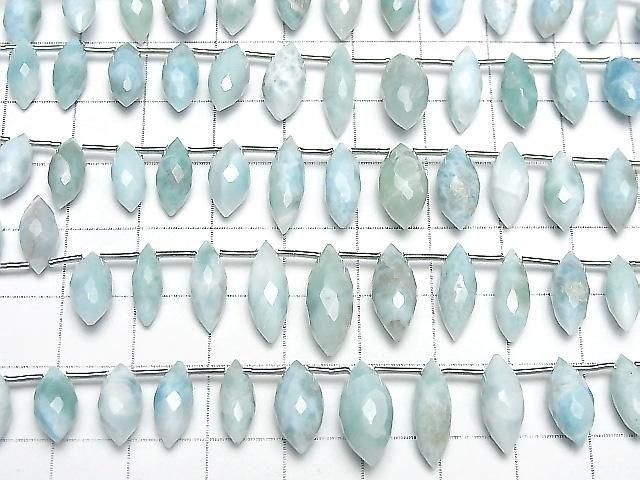 Larimar Pektolith AA++ Marquise Reis Facettiert Briolette halbe oder 1Strang Perlen (24Stücke)