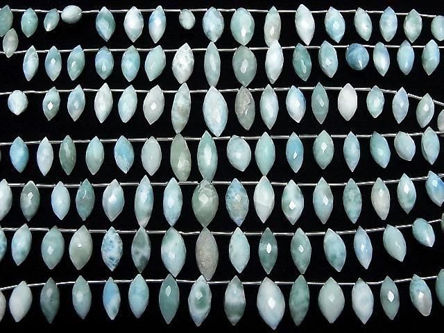 Larimar Pektolith AA++ Marquise Reis Facettiert Briolette halbe oder 1Strang Perlen (24Stücke)