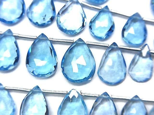 Hochwertiger Schweizer Blauer Topas AAA Birnenform Facettiert Briolette halbe oder 1Strang Perlen (10Stücke)