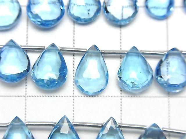 Hochwertiger Schweizer Blauer Topas AAA Birnenform Facettiert Briolette halbe oder 1Strang Perlen (10Stücke)