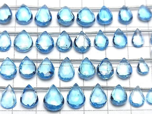 Hochwertiger Schweizer Blauer Topas AAA Birnenform Facettiert Briolette halbe oder 1Strang Perlen (10Stücke)