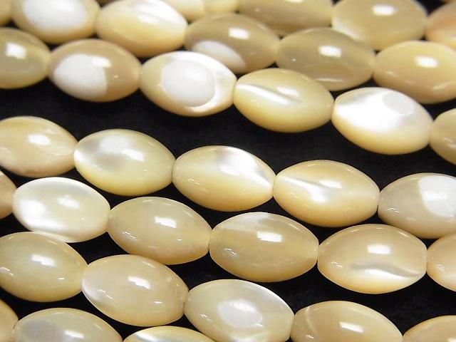 米珠貝米色米珠9x6x6公釐1串珠子 (約15英吋/37公分)