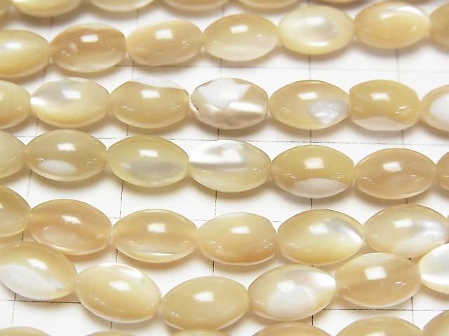 米珠貝米色米珠9x6x6公釐1串珠子 (約15英吋/37公分)