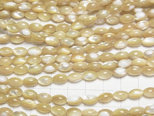 米珠貝米色米珠9x6x6公釐1串珠子 (約15英吋/37公分)