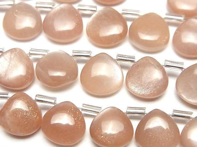 Hochwertiger Pfirsich-Mondstein AA++ Kastanie (glatt) 10x10mm halber oder 1Strang Perlen (18Stk)