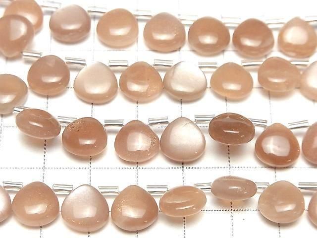 Hochwertiger Pfirsich-Mondstein AA++ Kastanie (glatt) 10x10mm halber oder 1Strang Perlen (18Stk)