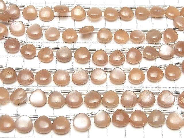 Hochwertiger Pfirsich-Mondstein AA++ Kastanie (glatt) 10x10mm halber oder 1Strang Perlen (18Stk)