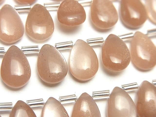 Hochwertiger Pfirsich-Mondstein AA++ Tropfenform (glatt) 12x8mm halber oder 1Strang Perlen (18Stk)