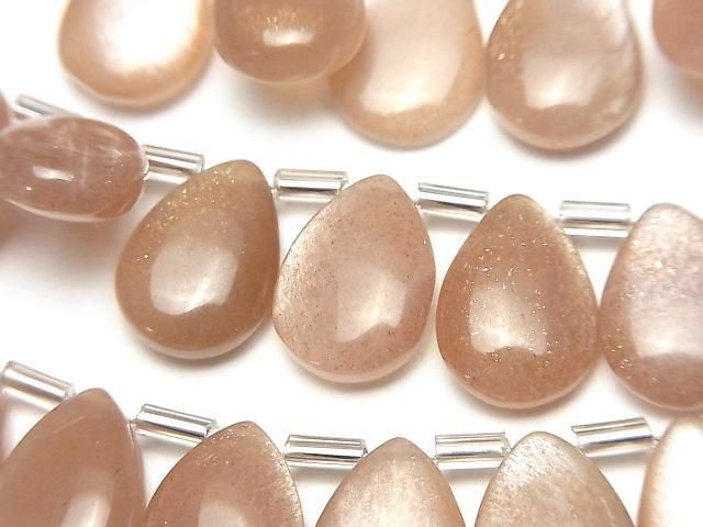 Hochwertiger Pfirsich-Mondstein AA++ Tropfenform (glatt) 14x10mm halber oder 1Strang Perlen (18Stk)