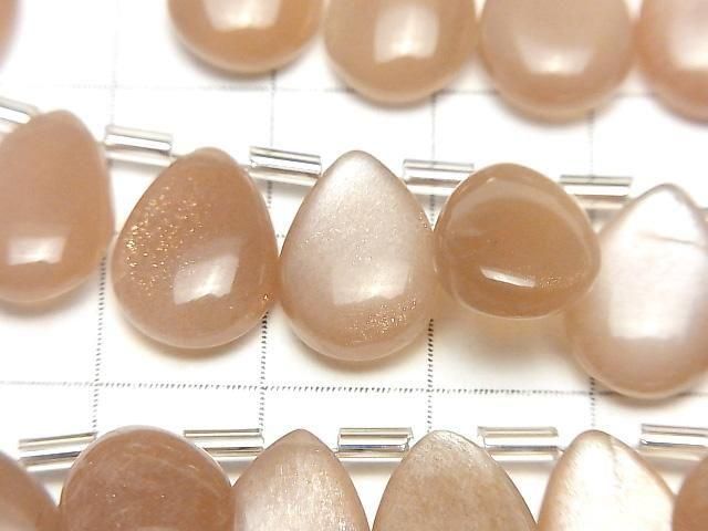 Hochwertiger Pfirsich-Mondstein AA++ Tropfenform (glatt) 14x10mm halber oder 1Strang Perlen (18Stk)