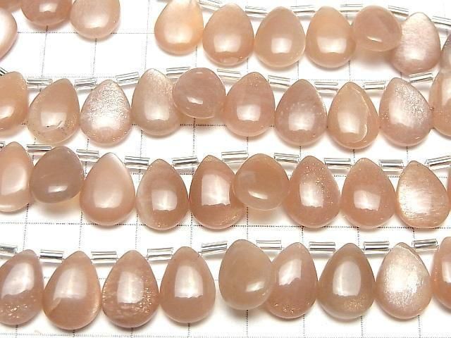 Hochwertiger Pfirsich-Mondstein AA++ Tropfenform (glatt) 14x10mm halber oder 1Strang Perlen (18Stk)