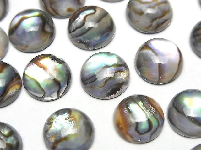 Abalone-Schale x Kristall AAA rund Cabochon 12x12mm 2 Stück