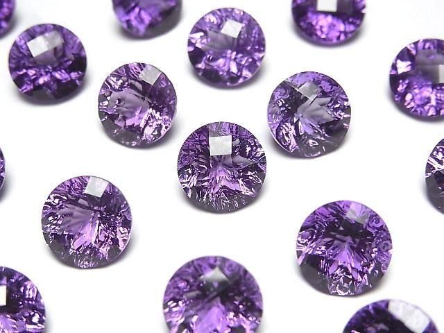 Hochwertiger Amethyst AAA lose Stein geschnitzt runder Checker-Schliff 10x10mm 1 Stück