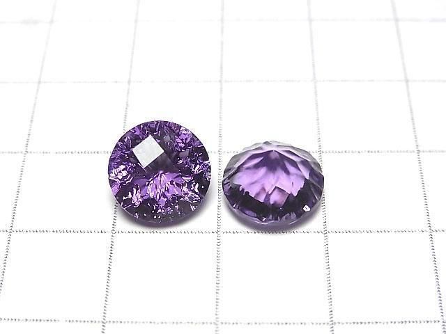 Hochwertiger Amethyst AAA lose Stein geschnitzt runder Checker-Schliff 10x10mm 1 Stück